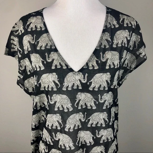 J. Crew Tissue Tunic Elephant Print Swim Coverup S - Picture 3 of 7
